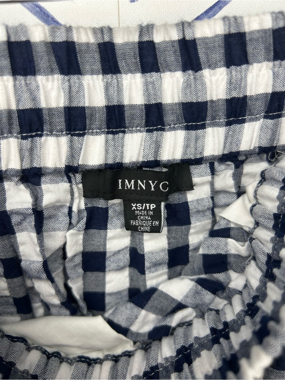 NWOT IMNYC Isaac Mizrahi navy white gingham Gauze Maxi Skirt Pockets Size Small - Picture 3 of 4